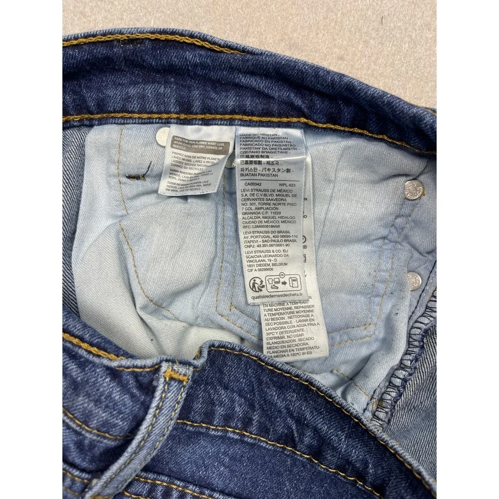 Levis 513 Slim Straight Jeans Mens 34x32 Blue Denim Distressed Paint Splatter